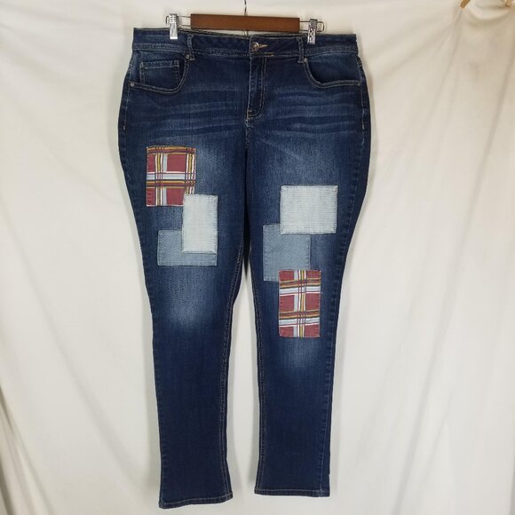 C Est. 1946 Denim - Est. 1946 Denim Patchwork Skinny Jeans | Size 16W | Classic Fit Women’s Jeans